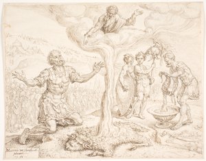 Gedeon klęczący w modlitwie (Historia rosy i runa wełny) autorstwa Maarten van Heemskerck