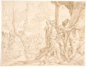 Ciało Holofernesa znalezione przez Bagoasa autorstwa Maarten van Heemskerck