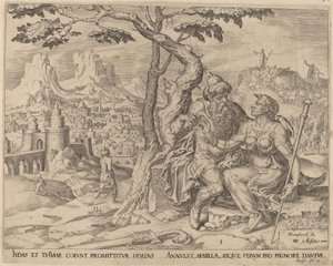 Juda daje Tamar zastaw, ok. 1566 autorstwa Maarten van Heemskerck