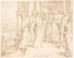Judyta przemawiająca do starożytnych z Betulii autorstwa Maarten van Heemskerck