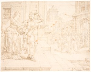 Judith przygotowuje się do pójścia do Obozu Wrogów autorstwa Maarten van Heemskerck