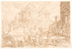Nebukadneccar i Chaldejczycy złupili świątynię w Jerozolimie autorstwa Maarten van Heemskerck
