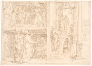 Piotr budzi Tabithę autorstwa Maarten van Heemskerck