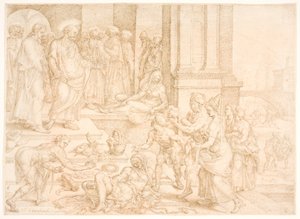 Śmierć Saphiry autorstwa Maarten van Heemskerck