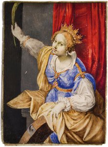 Artemisia Gentileschi jako Święta Katarzyna Aleksandryjska, połowa XVII w. autorstwa Maddalena Corvina