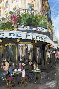 Café De Flore, 2019 (farba akrylowa na archiwalnym druku pigmentowym) autorstwa Madeleine Gross