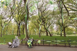 Central Park, 2019 (farba akrylowa na archiwalnym druku pigmentowym) autorstwa Madeleine Gross