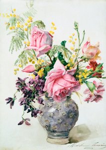 „Waza róż”, c1865-1928 autorstwa Madeleine Jeanne Lemaire
