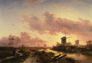 Ujście rzeki z postaciami naprawiającymi łódź, XVII w. autorstwa Maerten Fransz van der Hulst