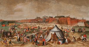 Rozbiórka cytadeli w Antwerpii, koniec XVI wieku (olej na desce)