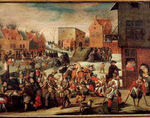 Kaleki Tłum biednych i niedołężnych w mieście (we Flandrii?) (Sąd Cudów). Obraz Martina van Cleve (1527-1581) Troyes z XVI wieku, Musee des Beaux Arts