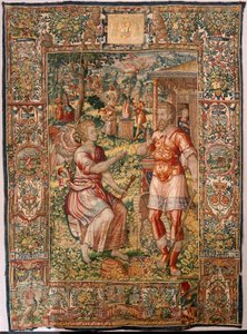 Muzeum Diecezjalne (Museo Diocesano). Flamandzki gobelin. Bruksela. Atelier François Geubels. Seria Historia Gideona. Gedeon i anioł (Gedeon y el ángel). Jedwab i wełna. Zapis biskupa Vicente Roca de la Serna. Barokowy. 1534-1571, w katedrze od autorstwa Maerten van Heemskerck