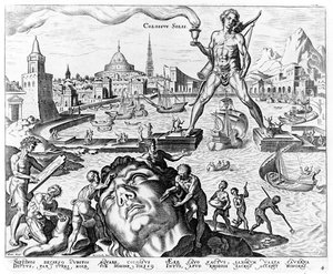 Kolos z Rodos, płyta 4 z Ośmiu cudów świata, inż. Philips Galle, 1572
