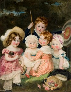 Portret pięciorga najstarszych dzieci 2. hrabiego Bradford (1789-1865), ok. 1821-74 (olej na płótnie) autorstwa Magdalena Ross
