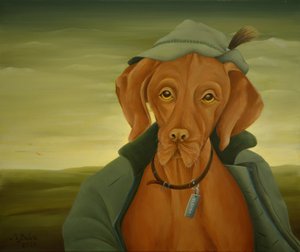 Pies myśliwski, 2021 (olej na płótnie) autorstwa Magdolna Ban