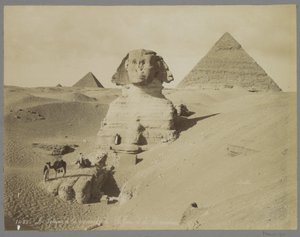 Sphinx en de piramide van Chefren en van Mykerinos Sfinks i piramidy Cheffrena i Micerinusa (tytuł na obiekcie)