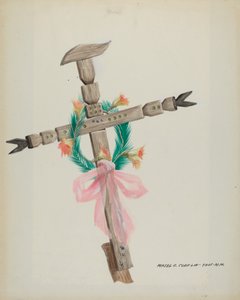 Rzeźbiony krzyż - grób, ok. 1900 r. 1937. autorstwa Majel G. Claflin