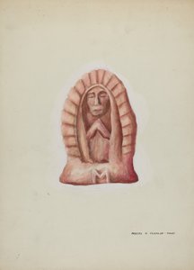 Mała statua Guadalupe wykuta w kamieniu, ok. 1900 r. 1937. autorstwa Majel G. Claflin