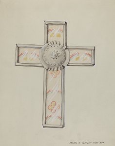 Krzyż z cyny i papieru ściennego, ok. 1930 r. 1937. autorstwa Majel G. Claflin