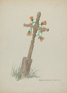 Drewniany krzyż używany jako nagrobek, ok. 1900 r. 1937.