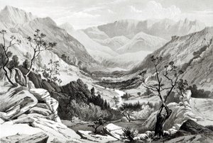 Widok pomiędzy Senafe i Rahaguddy wyryty przez Jamesa Fergusona (litografia) autorstwa Major A.G.F. Hogg