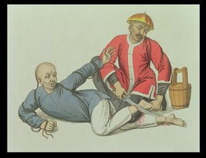 Ścięgno złoczyńcy, tablica 17 z „The Punishments of China”, ryt. J. Dadley