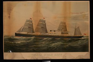 White Star Line Royal  United States Mail Steamers Liverpool  New York Britannic (chromolitografia)