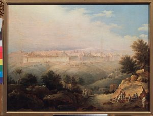 Widok Jerozolimy (Izrael) (Widok Jerozolimy) - Obraz Maxim Nikiphorovich Vorobyev (Vorobiev) (1787-1855), olej na płótnie