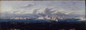 Widok na port w Valletcie, Malta autorstwa Maltese School