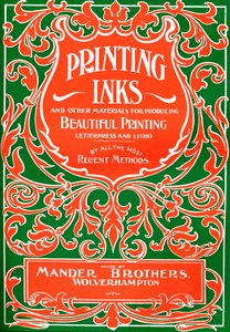 Farby drukarskie i inne materiały do produkcji pięknego druku - reklama, 1916 autorstwa Mander Brothers