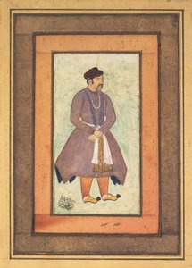 Portret Akbara Wielkiego 1542-1605, cesarza Mogołów, druga połowa XVI wieku. autorstwa Manohar