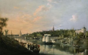 EL GUADALQUIVIR PRZECHODZĄC PRZEZ SEVILLĘ – 1851 – OELO / CANVAS 86,5X135,4CM
