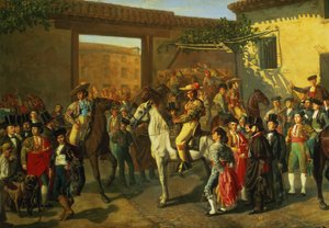 Konie na dziedzińcu areny przed walką byków, Madryt, 1853 (więcej) autorstwa Manuel Castellano