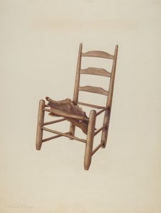 Ręcznie robione krzesło - Siedzisko z surowej skóry, ok. 1900 r. 1939.