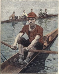 Wyścig wioślarski, we Francji Ilustracja Luque, z francuskiej gazety Le soleil du dimanche
