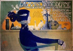 Art Nouveau: plakat „„ Nowoczesny dom”” autorstwa Orazi. XX wiek. Sztuka dekoracyjna, Paryż. DR
