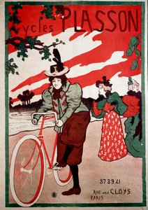 Belle Epoque: plakat reklamowy do rowerów (rowerów) Plasson. Plakat autorstwa Manuela Robbe (1872-1936) Kolekcja prywatna
