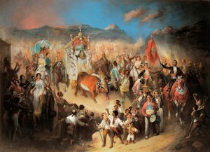 Procesja El Rocio: Tradycyjne obchody andaluzyjskie na cześć Dziewicy. Obraz Manuela Rodrigueza de Guzmana (1818-1867). 1850-1900 Segowia. Pałac Riofrio. autorstwa Manuel Rodriguez de Guzman