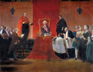 Karol III objął w posiadanie kanonie barcelońskie w 1759 r., szczegół autorstwa Manuel Tramulles