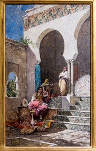 Les Belles du harem (olej na panelu) autorstwa Marc-Alfred Chataud