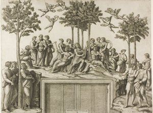Apollo na Parnasie autorstwa Marcantonio Raimondi