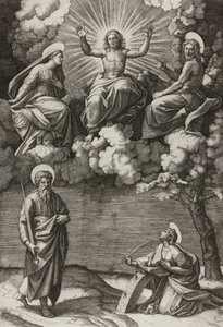 Chrystus Dziewica i św. Jan Chrzciciel ze św. Pawłem i Katarzyną autorstwa Marcantonio Raimondi