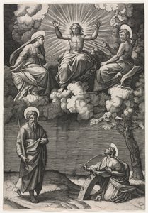 Chrystus Dziewica i św. Jan Chrzciciel ze świętymi Pawłem i Katarzyną autorstwa Marcantonio Raimondi