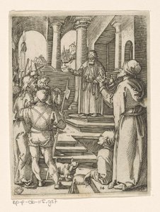 Chrystus przed Piłatem Męka Chrystusa (tytuł serii) autorstwa Marcantonio Raimondi