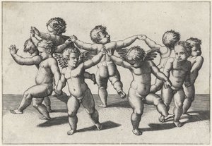 taniec putti autorstwa Marcantonio Raimondi