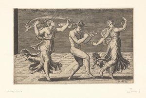 Tańczące satyry i maenady autorstwa Marcantonio Raimondi