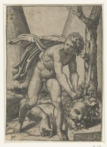 Dawid z głową Goliata autorstwa Marcantonio Raimondi