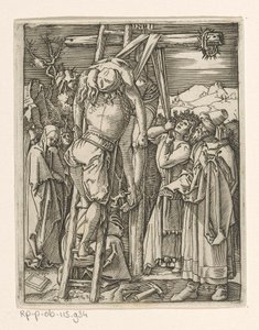 Krzyż biorąc Męka Chrystusa (tytuł serii) autorstwa Marcantonio Raimondi