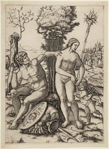 Mars, Wenus i Kupidyn autorstwa Marcantonio Raimondi