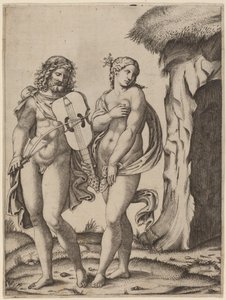 Orfeusz i Eurydyka autorstwa Marcantonio Raimondi